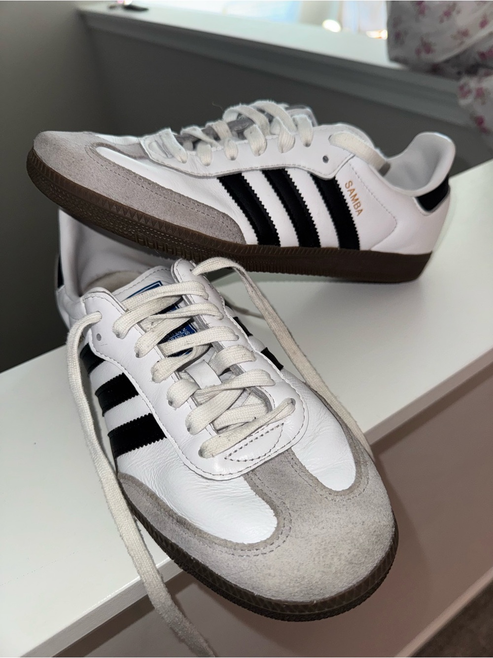 adidas White and Black Samba Classic Sneakers